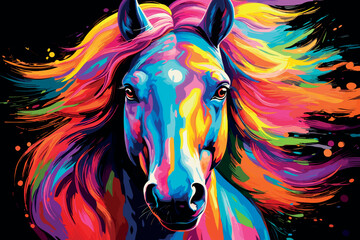 Wall Mural - colorful horse animal portrait vector illustration