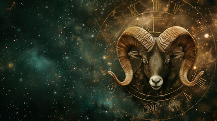 Wall Mural - zodiac aries background, with empty copy space