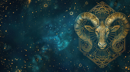 Wall Mural - zodiac aries background, with empty copy space