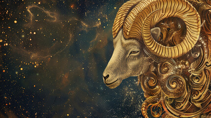 Wall Mural - zodiac aries background, with empty copy space
