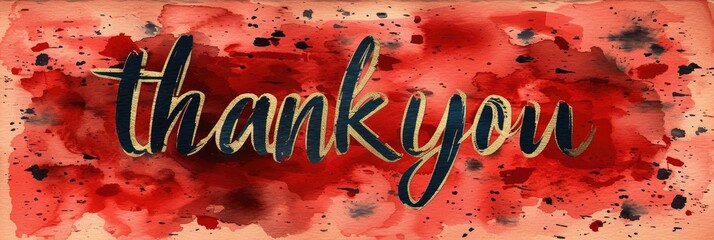 Sticker - Thank you! text thank you on abstract color background