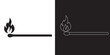 Black outline icon of Matchstick, vector, logo, fire logo.  Burning matchstick .Vector illustration of match stich and fire. Matchstick silhouette.