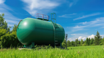 Wall Mural - Tanks for storing methane - the result of processing agricultural waste to produce an environmentally friendly source of energy. Innovative tank design for harnessing methane from waste.