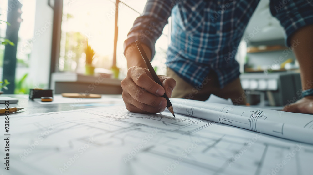 magic of creation as an architect's hands dance across blueprints ...