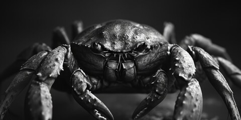 Canvas Print - A black and white photo of a spider. Suitable for nature enthusiasts and those interested in macro photography