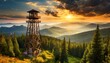 Fire Lookout towering a national forest