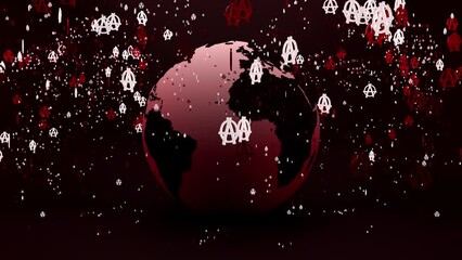 4K Anarchy symbols exploding from earth turn around