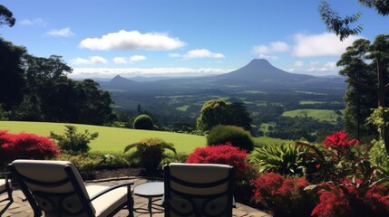 Wall Mural - View from the magnificent estate of the stretching mountain range