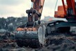 A close-up view of a construction vehicle in the dirt. Perfect for construction projects and infrastructure themes