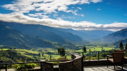 Wall Mural - View from the magnificent estate of the stretching mountain range