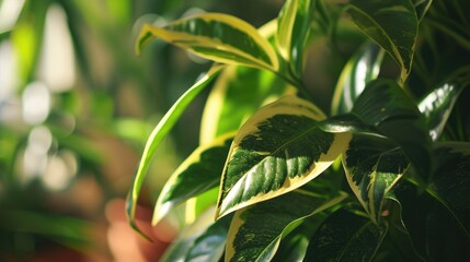 Canvas Print - A close up view of a plant with vibrant green leaves. This image can be used to showcase the beauty of nature or as a background for environmental or gardening-related designs