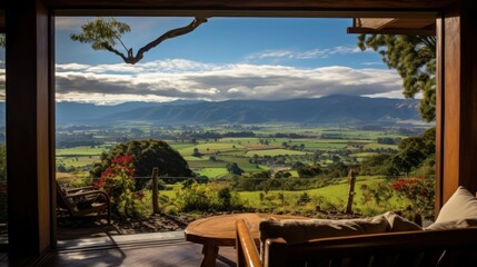 Wall Mural - View from the magnificent estate of the stretching mountain range