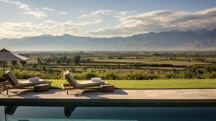 Wall Mural - View from the magnificent estate of the stretching mountain range