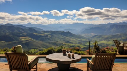 Wall Mural - View from the magnificent estate of the stretching mountain range