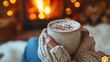 © ArtCookStudio - Winter Comfort with Hot Cocoa by Fireplace