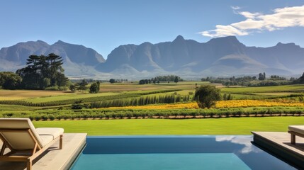 Wall Mural - View from the magnificent estate of the stretching mountain range