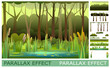 Swamp in forest. Set of slides for parallax effect. Funny cartoon style. Picture vector