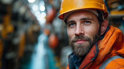 Wall Mural - Portrait of empowered male maritime professional at work. Hard working man at the ship. Maritime concept. Work concept. Man concept. Male concept. Guy concept.