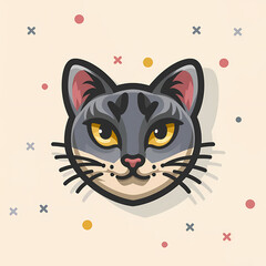 Wall Mural - Elegant emblem of a vector adorable cat in a flat design, capturing elegance.