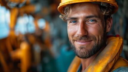 Wall Mural - Portrait of empowered male maritime professional at work. Hard working man at the ship. Maritime concept. Work concept. Man concept. Male concept. Guy concept.