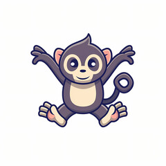 Wall Mural - Stylish emblem of a vector playful monkey in a flat design, capturing playfulness.