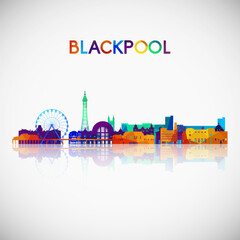 Blackpool skyline silhouette in colorful geometric style. Symbol for your design. Vector illustration.