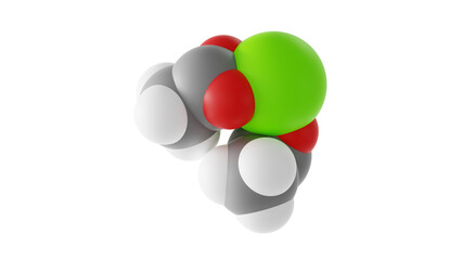 Sticker - calcium acetate molecule, preservative e263, molecular structure, isolated 3d model van der Waals