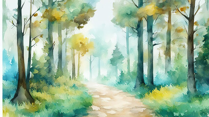 Wall Mural - watercolor painting landscape