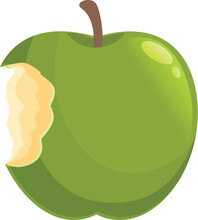Fresh Bite Apple Icon Cartoon Vector. Organic Nutrition. Green Ripe Eco