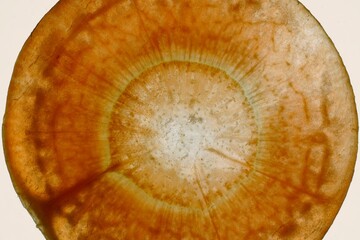 Wall Mural - Macro shot of a carrot slice produced in a studio environment with backlight.