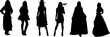 6 Vektor Set Silhouetten Frauen Körper - Kostüme Karneval Feier Party - Verkleidung sexy Kleidung 