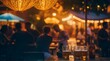 Bokeh background of Street Bar beer restaurant. Generative AI