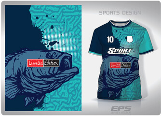 Wall Mural - Vector sports shirt background image.fish green and teal blue pattern design, illustration, textile background for sports t-shirt, football jersey shirt.eps