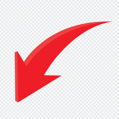 Wall Mural - 3d red arrow left direction icon on a transparent background, arrow icon illustration vector for you
