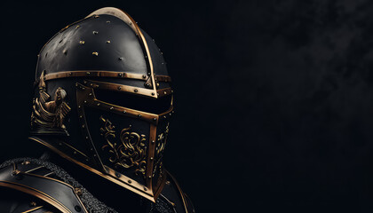 Wall Mural - Knight's helmet and armor on a black background