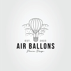 Wall Mural - Flying air balloon on the sky logo vector illustration design