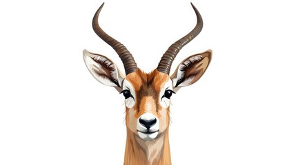 Wall Mural - face of antelope on white background