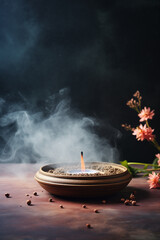 Wall Mural - a plate with spices and smoke rising out of it