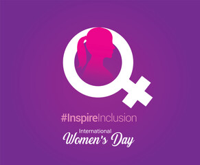 Wall Mural - International women's day concept poster. Woman sign illustration background. 2024 women's day campaign theme- #InspireInclusion