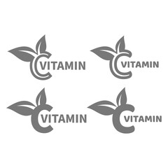 Wall Mural - Vitamin c vector logo. Glyph black icon symbol.