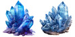 Blue Crystal Gemstone Set Isolated on Transparent or White Background, PNG