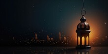 Arabic Lantern Of Ramadan Celebration Background Illustration, Banner With Copy Space