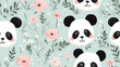 cute panda's is cartoon hand drawn style - Seamless tile. Endless and repeat print.