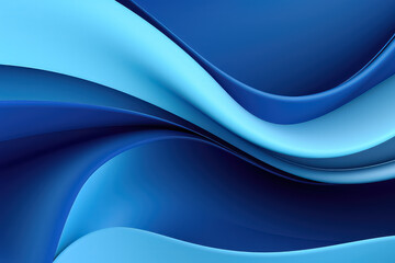 Wall Mural - curvy waving ribbons abstract background with folded textile ruffle, blue cloth macro