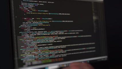 Code monitor software digital background. Coding data screen abstract background