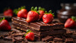 Chocolate made from natural cocoa. Chocolate bars and strawberries