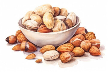 Nutty Delight: A Closeup of Assorted Healthy Nut Snack Bowl on a Rustic Wooden Background
