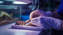 Veterinarian Examining Snake In A Veterinary Clinic. Veterinary Medicine.