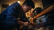 Young Asian man repairing computer hardware technology industry