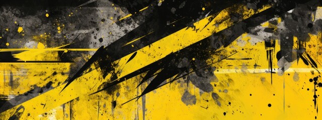 Wall Mural - vibrant yellow and black grunge textures for poster and web banner design, perfect for extreme, spor